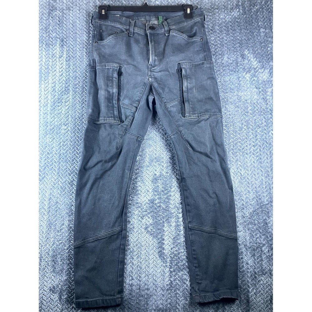 G-Star RAW Denim Cargo 3D Skinny Jeans Mens 33X32 Gray Mid Rise D185-D353